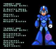 Especificaciones de "PIERNAS" de Mega Man X en "Mega Man X", SNES.