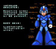 Especificaciones de esquelo interior de Mega Man X en "Mega Man X", SNES.