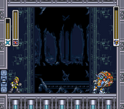 Crystal Snail afectado por el Magnet Mine en "Mega Man X2", SNES.