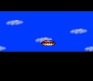 Platillo volador en el epílogo de "Mega Man's Soccer", SNES.