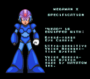 Especificaciones de "CABEZA" de Mega Man X en "Mega Man X", SNES.