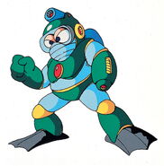 Ilustración original de Bubble Man en "Mega Man 2", por Keiji Inafune.