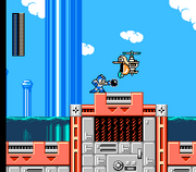 Mega Man utilizando Knight Crusher en "Mega Man 6", NES.