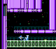 Mega Man utilizando Water Wave en "Mega Man 5", NES.