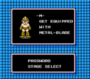 Obtención de Metal Blade en "Mega Man 2", NES.