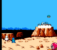 Platillo volador en el epílogo de "Mega Man 5", NES.