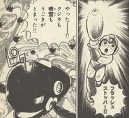 Flash Stopper utilizado en contra de Moby en "¡Deprisa! La Base de Cossack" del manga "Rockman 4".