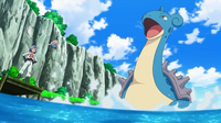 Lapras confuso por el psicorrayo del Inkay de James.