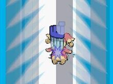 Audino recibiendo gancho alto en Pokémon Negro 2 y Pokémon Blanco 2.