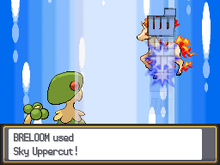 Breloom usando gancho alto en Pokémon Oro HeartGold y Plata SoulSilver.