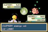 Clefairy usando luz lunar en la tercera generación.