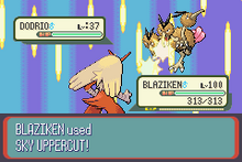 Blaziken usando gancho alto en la tercera generación.