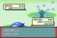 Wailord usando torbellino en la tercera generación.