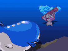 Wailord usando torbellino en Pokémon Negro y Pokémon Blanco.