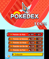 Pantalla de la Pokédex.