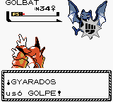 Gyarados variocolor usando golpe en la segunda generación.