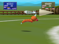 Weedle usando picotazo veneno en Pokémon Stadium.