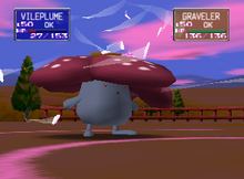 Vileplume usando danza pétalo en Pokémon Stadium.