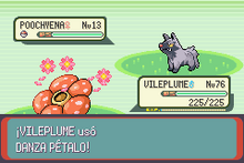 Vileplume usando danza pétalo en la tercera generación.