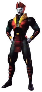 Lord Shinnok wears his sacred crown (Crown of Shinnok) in Mortal Kombat: Armageddon.