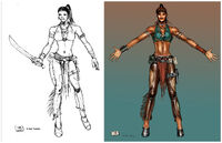 Female tribal concept art from Fallout Tactics