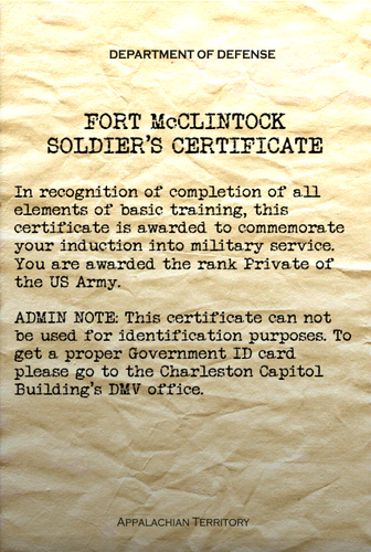 FO76 Soldier's certificate