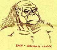 Concept art for Rake, the cut leader of the Necropolis super mutants