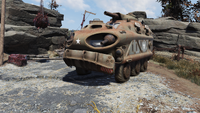 A derelict armored personnel carrier