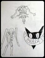 Concept art of various Goliaths. (left to right, top to bottom; Weather, Sorrow, Cheshire)