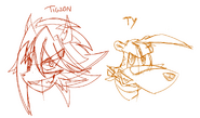 Tigzon the TigerStar and Ty the Tasmanian Tiger sketch (Its a joke request by my friend)