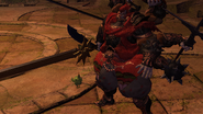 Gilgamesh wielding the fake Tournesol in Final Fantasy XIV.