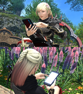 Allagan tomestone smartphone emote.