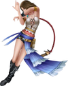 Yuna wearing the Gunner dressphere.