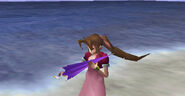 Aeris with Umbrella in Final Fantasy VII.