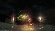 A miqo'te summoning in Final Fantasy XIV.