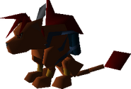 Red XIII wearing a parachute backpack.