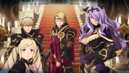 Camilla, along with the other Nohrian royals, in the Conquest ending cutscene.