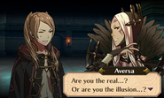 Aversa talks to Robin near the Wellspring of Truth.