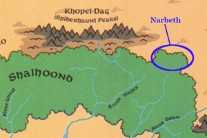 Map showing the approximate location of Narbeth.