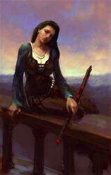 A female human wizard character from the Icewind Dale video game.