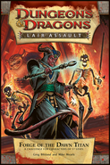 Some blazing skeletons appear alongside Mordai Vell on the cover of Forge of the Dawn Titan.