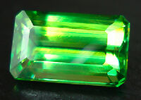 Octagon-cut lime-green sphene photo by American-Thai Trading used by permission