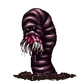 A depiction of a purple worm.