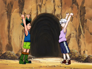 Gon and Killua successfully dug through the caves