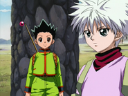 Gon and Killua at the starting point of Greed Island