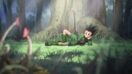 Gon resting on Zevil Island