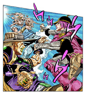 Hot Pants attacking Johnny and Gyro with Cream Starter