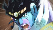 Star Platinum about to throw a punch.