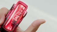 Shinnosuke activates Shift Tridoron by pressing the button marked "DRIVE" before...