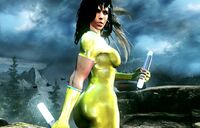 B. Orchid's retro costume (yellow attire)